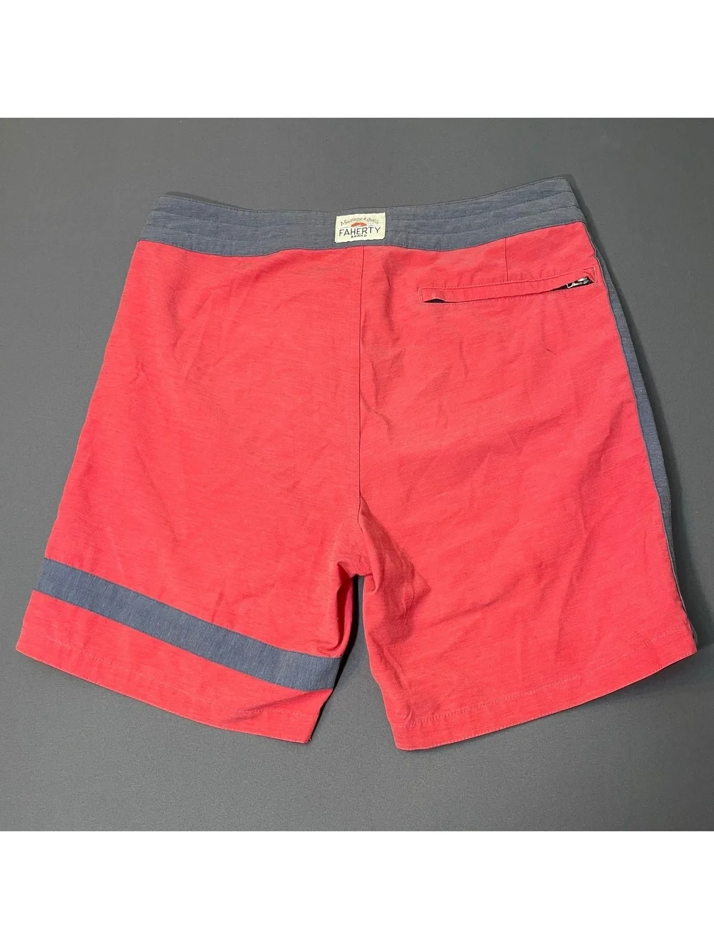 Faherty Men's Red and Gray Drawstring Swim Trunks Board Shorts